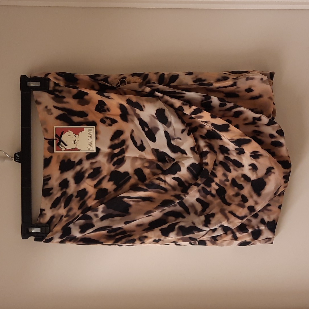 Nwt, Yoanna Baraschi Vintage Draped Leopard Print Skirt